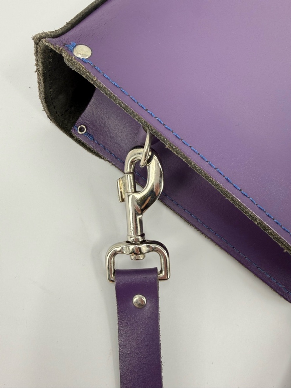 Bohemia Leather Satchel Bag in Purple 14”x10”x4” - Picture 7 of 13